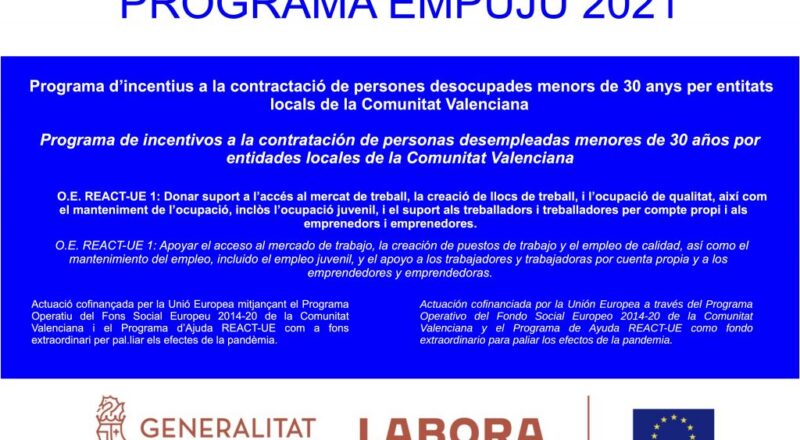 Imatge informativa notícia: cartell de ajudes EMPUJU 2021