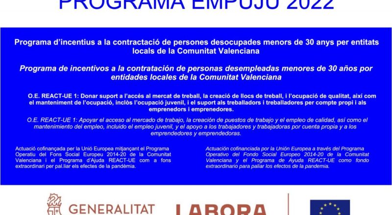 Imatge informativa notícia: cartell del Programa EMPUJU 2022