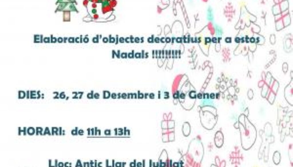 Imagen informativa noticia: Cartel del taller infantil de manualidades de Navidad