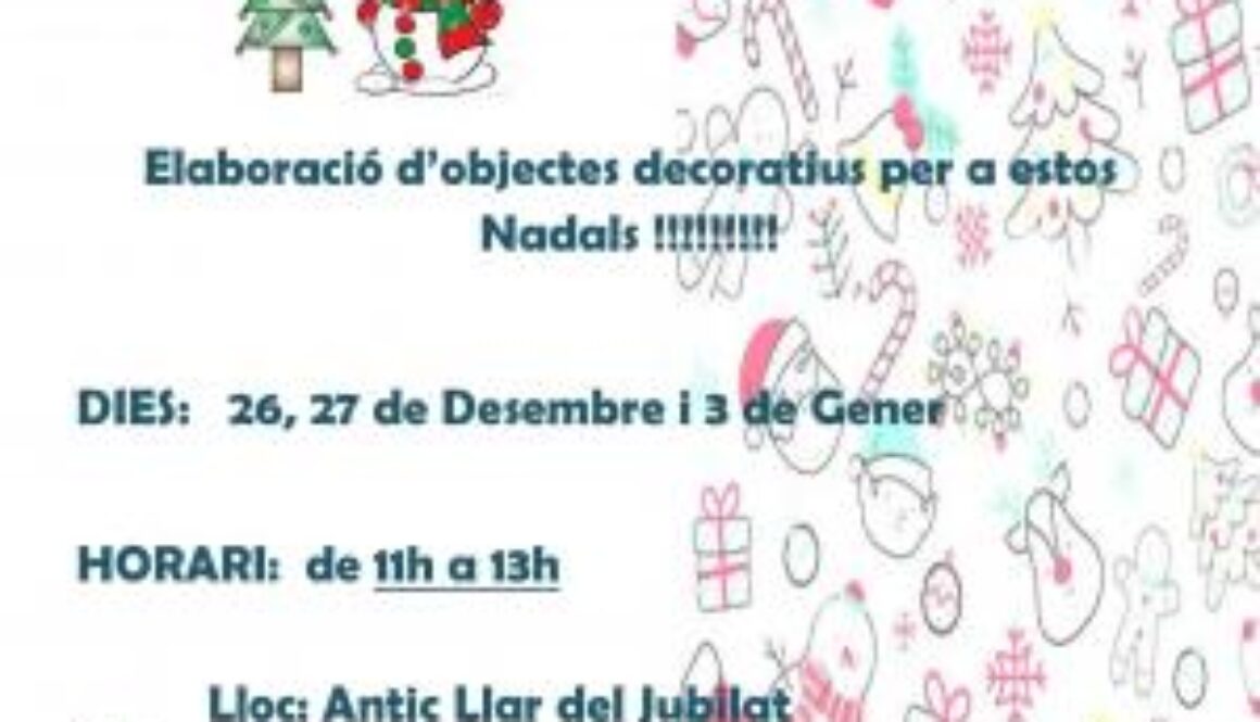 Imagen informativa noticia: Cartel del taller infantil de manualidades de Navidad