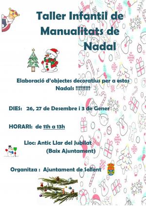 Cartel del taller infantil de manualidades de Navidad