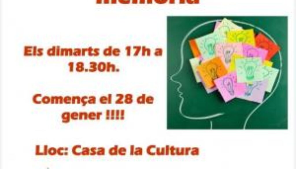 Cartell del taller per a aprendre a millorar la memòria