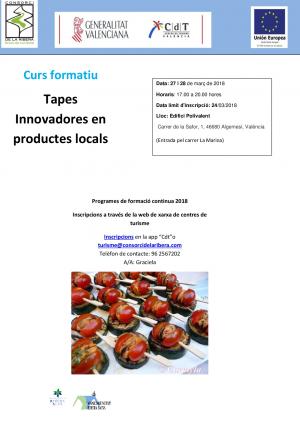 Cartel del curso formativo de tapas innovadoras en productos locales