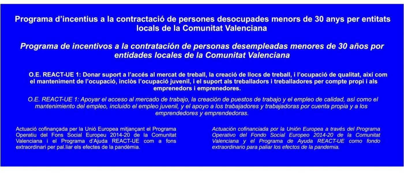 Programes d’incentius a la contractació de persones desocupades per entitats locals de la Comunitat Valenciana